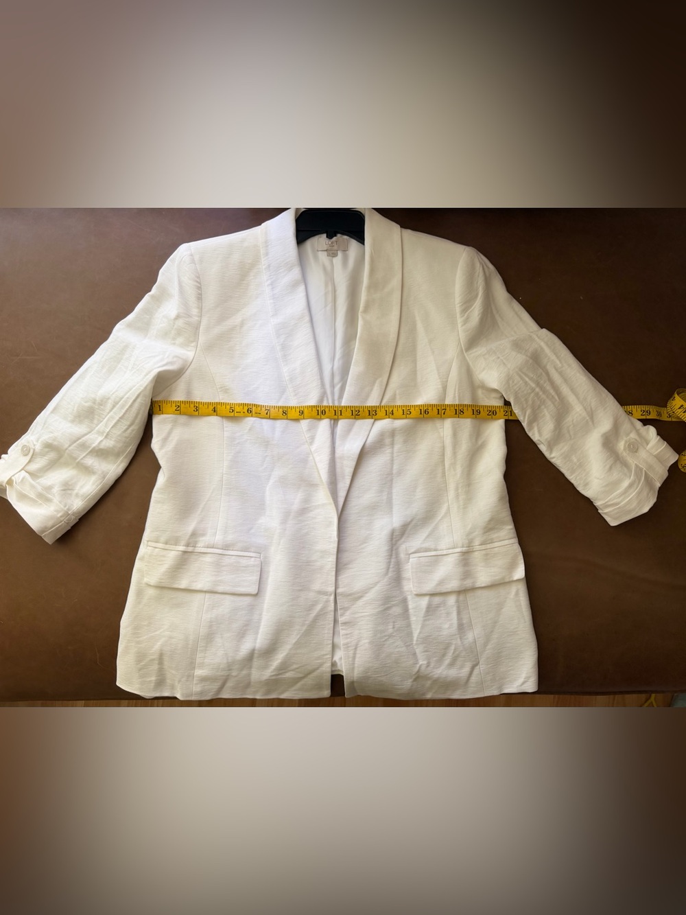 LOFT summer white Open-Front Blazer. Size L - Picture 10 of 12